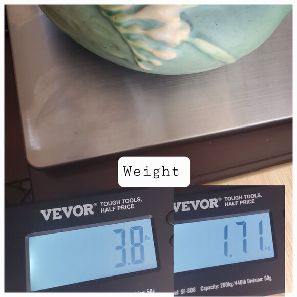 Vintage Roseville Freesia Teapot – 1940s Green Glaze Art Pottery - Picture 9 of 10